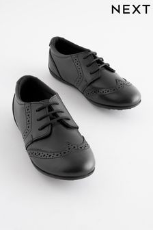 Black Narrow Fit (E) School Leather Lace-Up Brogues (429265) | KRW55,500 - KRW70,400