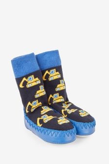 JoJo Maman Bébé Cobalt Boys' Digger Moccasin Slipper Socks (429849) | $20