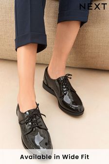 Black Regular/Wide Fit Forever Comfort® EVA Lace-Up Patent Shoes (429886) | SGD 56