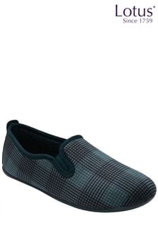 Lotus Blue Check-Print Full Slippers (429939) | $99
