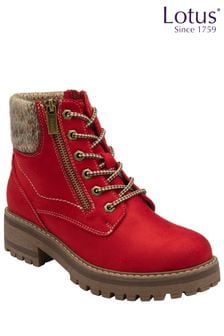 Lotus Red Zip-Up Ankle Boots (430130) | 322 QAR