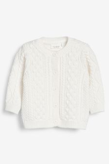 White Baby Cotton Cable Cardigan (0mths-2yrs) (430370) | €17.50 - €19.50