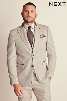 Neutral Slim Tailored Herringbone Suit Jacket (430559) | LEI 558