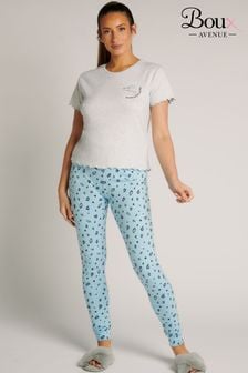 Boux Avenue Blue Weekend T-Shirt & Leopard Leggings Pyjama Set (430938) | LEI 149