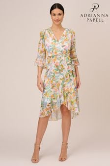 Adrianna Papell Floral Faux Wrap White Dress (431130) | 129 €