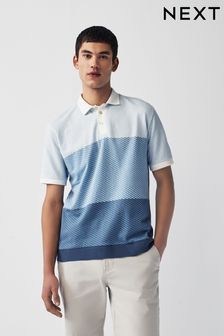 Blue Textured Colour Block Polo Shirt (431171) | 42 €