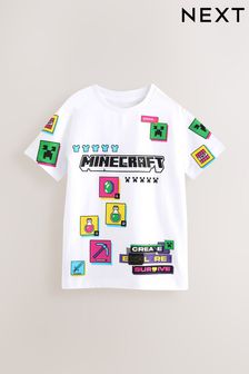 לבן - בכל מקום הדפס חולצת טי עם שרוול שרוול קצר של Minecraft ברישיון (גילאי 3 עד 16) (431407) | ‏50 ‏₪ - ‏63 ‏₪