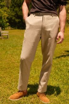 Textured Linen Blend Trousers