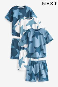 Navy Blue/White Stars - Pack de 3 pijamas cortos (9 meses-12 años) (431712) | 28 € - 40 €