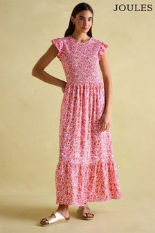 Joules Clover Pink Shirred Dress (431992) | HK$462