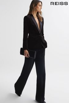 Reiss Black Opal Fitted Velvet Single Breasted Suit Blazer (432025) | €432