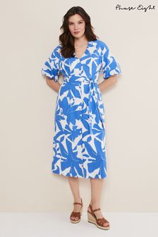 Phase Eight Blue Sienna Cotton Two Colour Midi Dress (432874) | 74 €