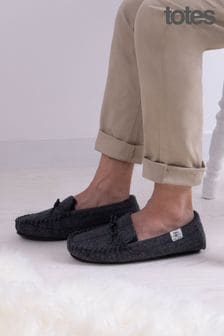 Totes Mens Wool Blend Herringbone Moccasin Slippers (432943) | 220 zł