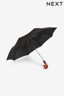 Schwarz - Regenschirm mit Holzgriff (433010) | 32 €
