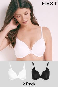 Black/White Light Pad Full Cup Smoothing T-Shirt Bras 2 Pack (433371) | AED78