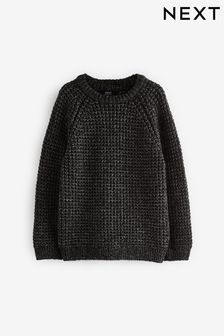 Boys black crew neck jumper hotsell