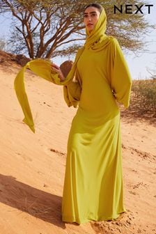 Citrine Yellow Long Sleeve Scarf Maxi Dress (433503) | AED356