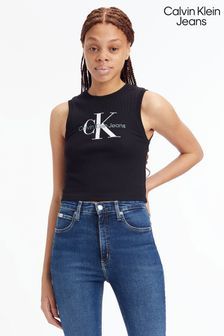 Calvin Klein Jeans Black Archival Monologo Ribbed Tank Top (433970) | DKK227