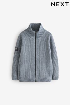 Slate Blue Knitted Funnel Neck Zip Through (3-16yrs) (434134) | BGN 71 - BGN 87