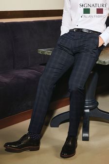Navy Blue Signature Tollegno Fabric Slim Fit Suit: Trousers (434267) | €127