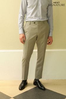 Light Grey Slim Fit Signature Marzotto Wool Textured Suit: Trousers (434629) | $140