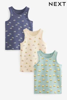 Neutral Cars Printed Vests 3 Pack (1.5-8yrs) (434764) | SGD 15 - SGD 17