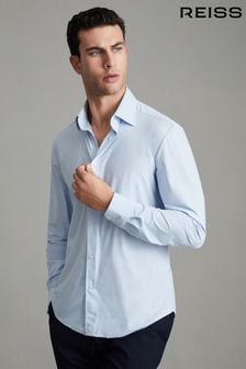 Reiss Soft Blue Voyager Slim Fit Button-Through Travel Shirt (434820) | 979 SAR