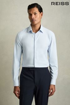 Reiss Soft Blue Voyager Regular Fit Button-Through Travel Shirt (434820) | $226