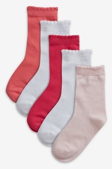 Pink/White 5 Pack Cotton Rich Ankle Socks (434969) | $8 - $9
