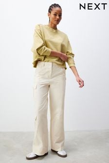 Ecru - Cotton Blend Cargo Trousers (435345) | NT$1,260