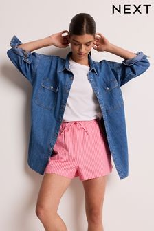 Розовый - Фактурные шорты для мальчиков в полоску с поясом на завязке (435544) | €21