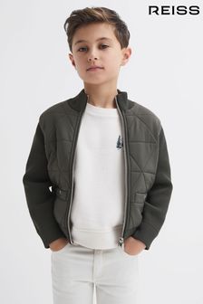 Reiss Forest Green Amos Junior Hybrid Zip-Through Quilted jacket (435965) | OMR45