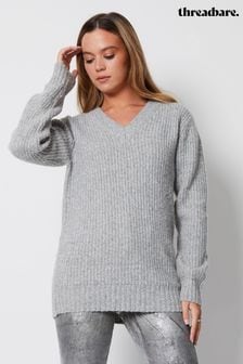 Threadbare Grey V-Neck Knitted Jumper (436310) | 1,602 UAH