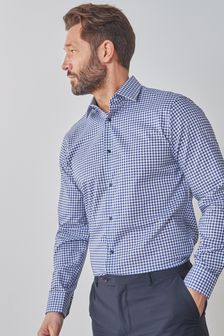Navy Gingham Regular Fit Single Cuff Signature Shirt With Trim Detail (436326) | 24 €