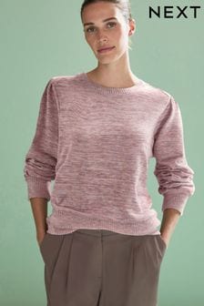 Cosy Lightweight Soft Touch Sleeve Detail Crew Neck Jumper