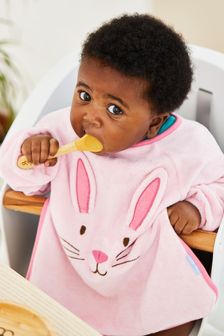 JoJo Maman Bébé Pink Bunny Towelling Bib (437345) | €15