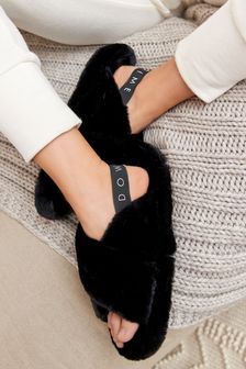 Chaussons avec brides croisées et semelle à plateforme style mule