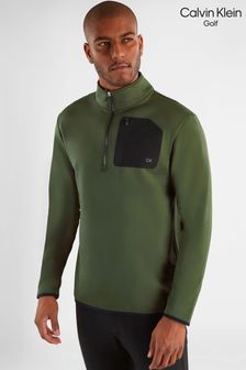 Zielony - Zielona bluza Calvin Klein Golf Delta z zamkiem 1/2 (437424) | 315 zł