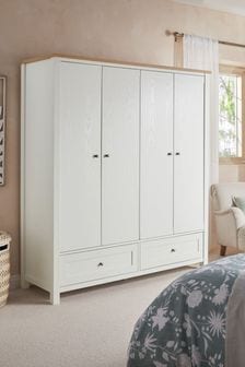 Chalk White Malvern Paint Effect 4 door, 2 drawers Wardrobe (437578) | €1,050