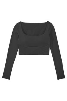 Victoria's Secret Pure Black VS Elevate Cropped Long Sleeve Corset Top (437677) | €40