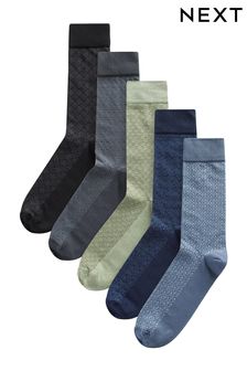 Blue/Green Pattern Smart Socks 5 Pack (437762) | LEI 93