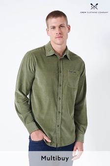 أخضر - قميص قماش مخملي مضلع بكم طويل تلبيس كلاسيكي من Crew Clothing (438278) | 322 ر.ق