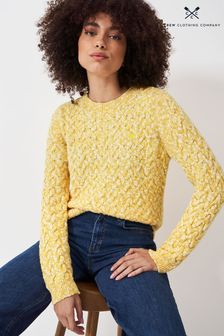 Yellow - Crew Clothing Twist Yarn Cable Crew Neck Jumper (438400) | kr1 080