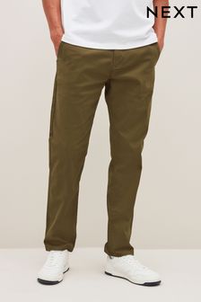 Dark Tan Brown Straight Stretch Chinos Trousers (438471) | KRW35,800