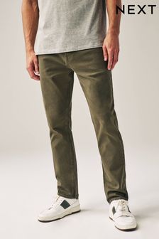 Zielony khaki - Wąskie - Kolorowe jeansy ze stretchem (438486) | 160 zł