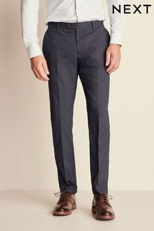 Navy Slim Tailored Herringbone Suit Trousers (438675) | AED187