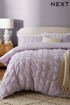 Lilac Purple Supersoft Seersucker Textured Duvet Cover and Pillowcase Set (438986) | €33 - €72