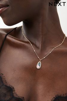 Gold Tone Recycled Metal Abalone Pendant Necklace (439174) | €8