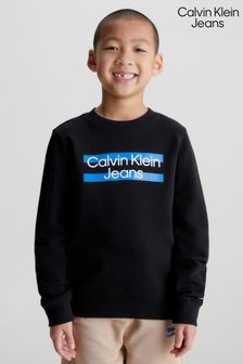 Czarny chłopięcy sweter Calvin Klein Jeans w bloki kolorów z logo (439229) | 210 zł