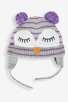 JoJo Maman Bébé Grey Girls' Owl Hat (439529) | €26